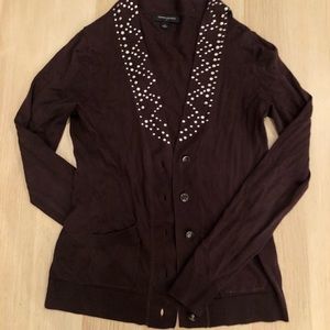 Banana Republic plum cardigan with stud detail